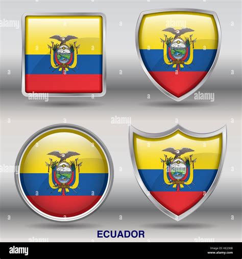 Ecuador Flag - 4 shapes Flags States Country in the World with clipping ...