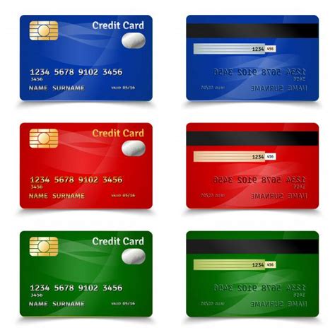 four credit cards with different colors