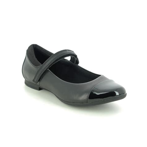 Clarks Scala Gem Y Black leather Kids girls school shoes 4955-75E