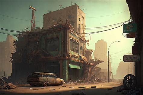 Premium AI Image | Illustration of a classic postapocalyptic city