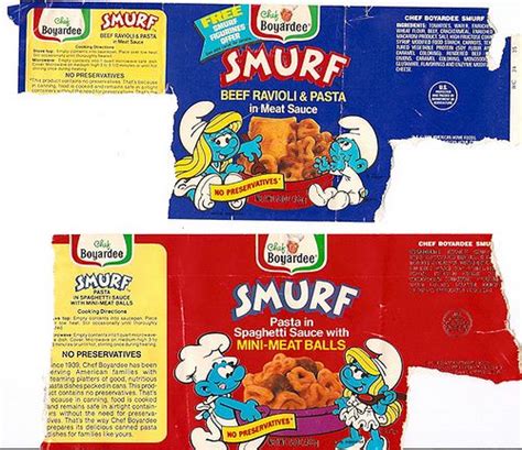 Smurf Chef Boyardee Pasta 1985 | Chef boyardee, Vintage recipes ...