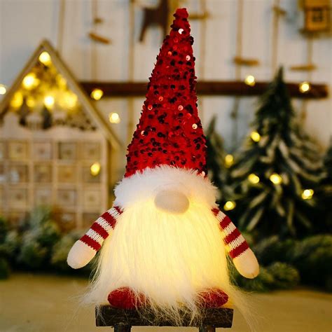 Christmas Gnomes Decorations LED Light Handmade Swedish Tomte Gnomes Lighted Scandinavian Santa ...