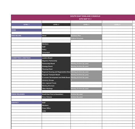 Excel Sitemap Template