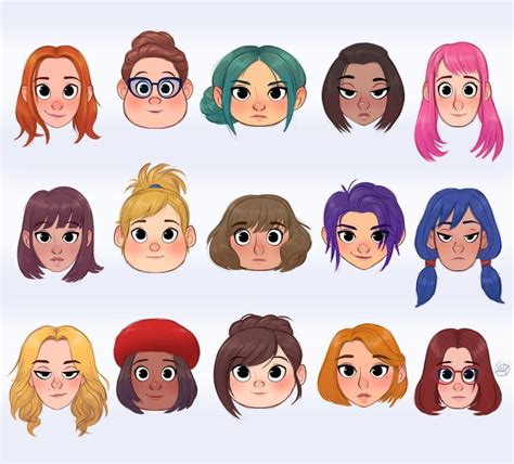 Faces and Hairstyles 2 by LuigiL | Cartoon character design, Character design animation, Cartoon ...