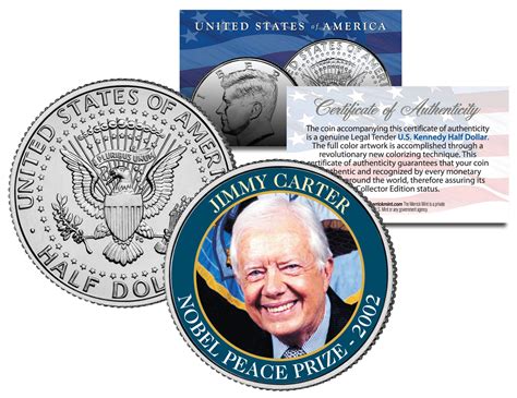 JIMMY CARTER * 2002 NOBEL PEACE PRIZE * Colorized JFK Half Dollar U.S ...