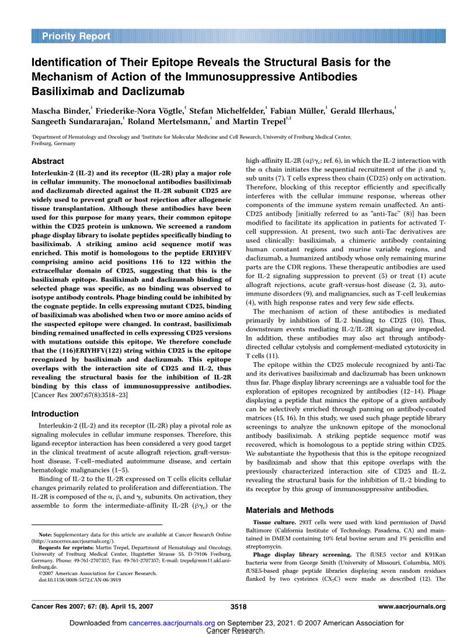 Identification of Their Epitope Reveals the Structural Basis for the Mechanism of Action of the ...