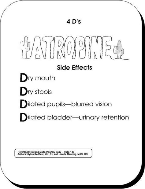 Atropine Side Effects #nursingstudent #nursesrock #memorize - Image ...