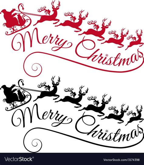 Santa with his sleigh and reindeer vector image on VectorStock ...