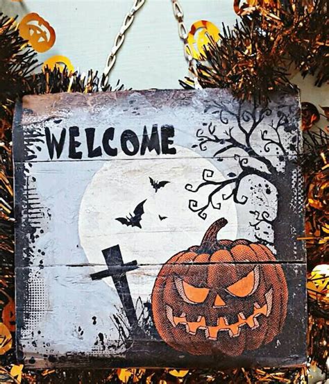 Halloween welcome sign halloween decor fall decor halloween | Etsy