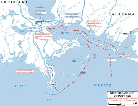 Map of the Battle of New Orleans: Prelude 1814-5