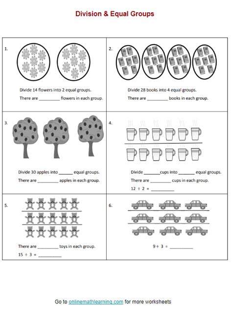 Division & Equal Groups Worksheets (Printable, Online)