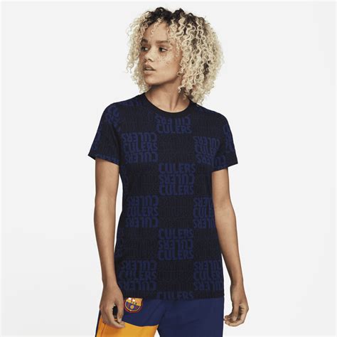 Nike Women's FC Barcelona Soccer T-Shirt in Black - ShopStyle Tops