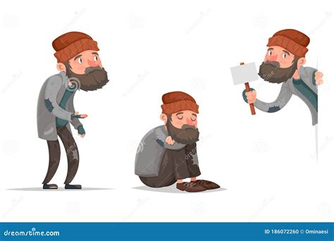 Cartoon Old Sad Homeless Man Vector Illustration | CartoonDealer.com ...