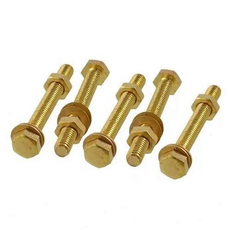 Industrial Fastener Natural Brass Nut Bolts, Round And Hex, Size: 8m To ...