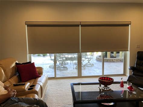 Roller Shades on Sliding Glass Door | Custom window coverings, Roller shades, Budget blinds