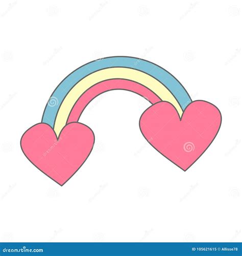 Cute Cartoon Vector Rainbow with Heart Isolated on White Background Stock Vector - Illustration ...