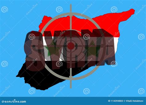 Outline Map of Syria with Flag and Target Symbol. Stock Illustration - Illustration of isolated ...