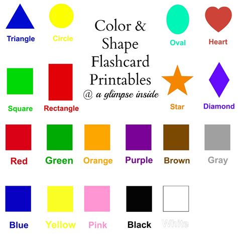 A Glimpse Inside: Color and Shape Flashcard Printables