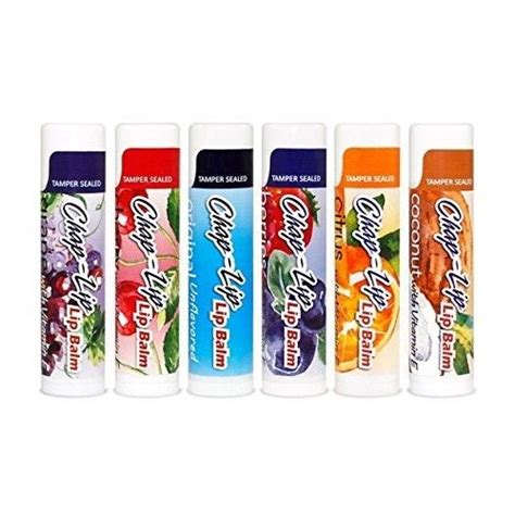 Chap-Lip Lip Balm Assorted Flavors: Citrus, Coconut, Grape, Berries, and Original Flavor (6 ...