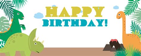 Happy Birthday Dinosaur Greenery Design Small Personalised Banner - 4ft x 2ft | Partyrama