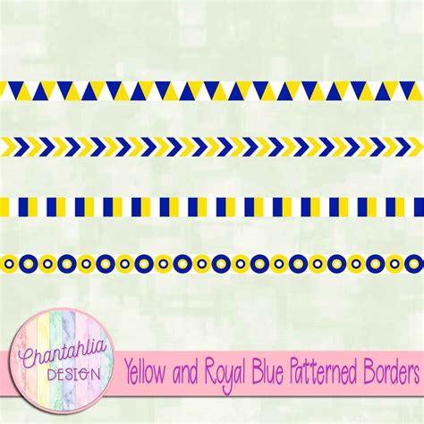 Free Yellow and Royal Blue Patterned Borders for Digital Scrapbooking