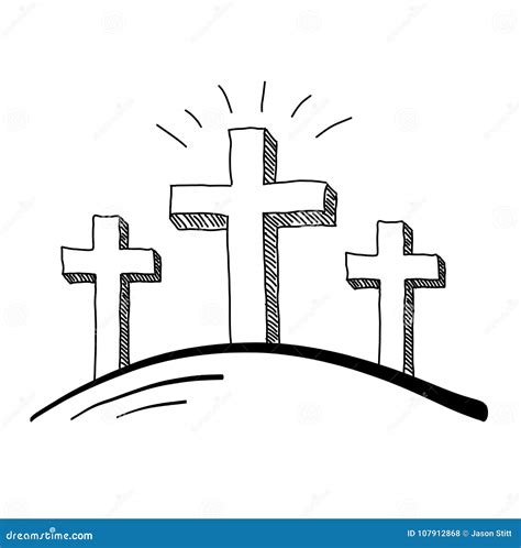 Three Crosses Doodle stock vector. Illustration of drawing - 107912868