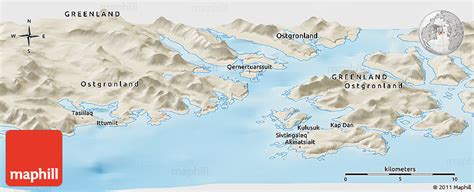 Shaded Relief Panoramic Map of Tasiilaq