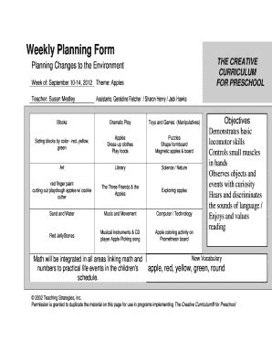 Creative Curriculum Lesson Plan Template Form - Fill Out and Sign ...