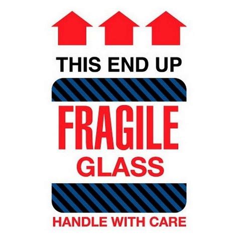 6" x 4" Fragile Glass This End Up Labels (500 per Roll)