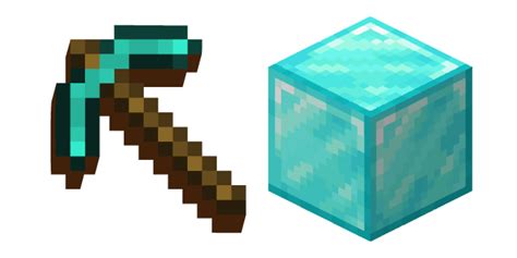 Minecraft Diamond Pickaxe and Block of Diamond cursor – Custom Cursor