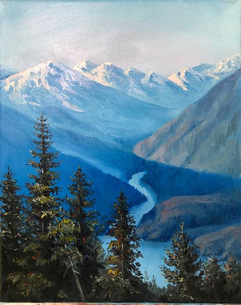 Landscape Rocky Mountains Original Oil Painting Mountain Lake | Etsy