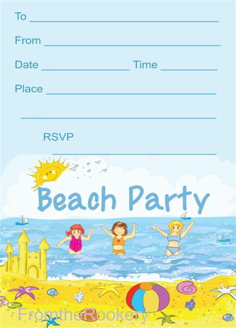 Printable Beach Party Invitations