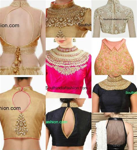 Classy High Neck Blouse Designs: 10 Trendy Patterns –South India Fashion