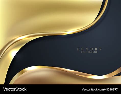 Abstract elegant 3d golden wave shapes and curved Vector Image