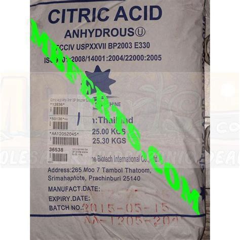 Organic Citric Acid | Anhydrous Food Grade-Pure Natural Powder | MBFerts Bulk Wholesale ...