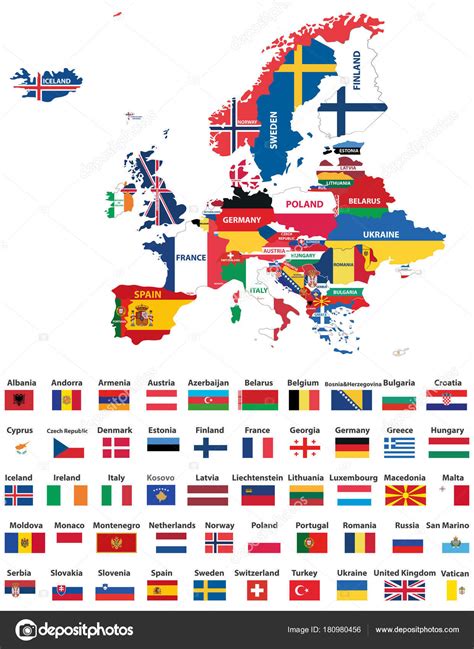 Mapa Europa Misturado Com Bandeiras Nacionais Dos Países Todas ...