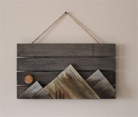 Wooden mountains wall art by OutsideInWoodShop on Etsy Mountain Wood ...