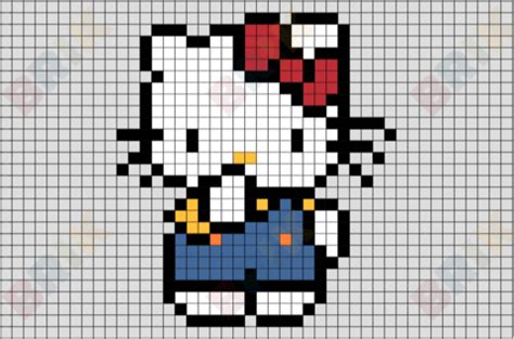 Hello Kitty Pixel Art Easy Pixel Art, Pixel Art Grid, Diy Perler Bead Crafts, Perler Bead Art ...