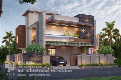 Daytime Brilliance: Bungalow Elevation in 3D Rendering | Architecture ...