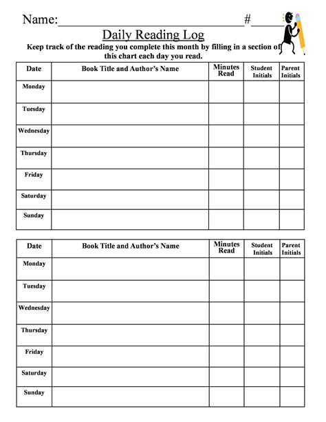 47 Printable Reading Log Templates for Kids, Middle School & Adults