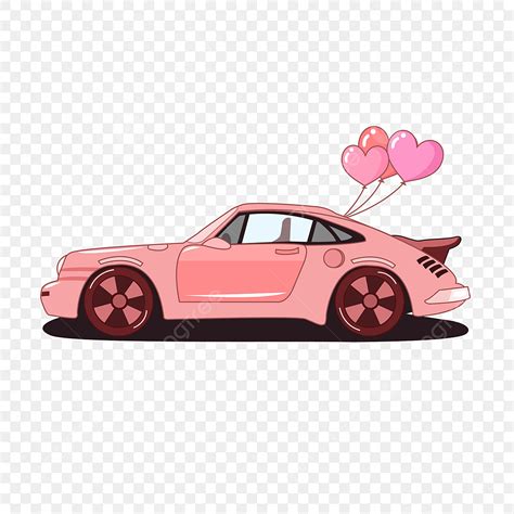 Luxury Car Clipart PNG Images, Hand Drawn Cartoon Wedding Car Pink ...