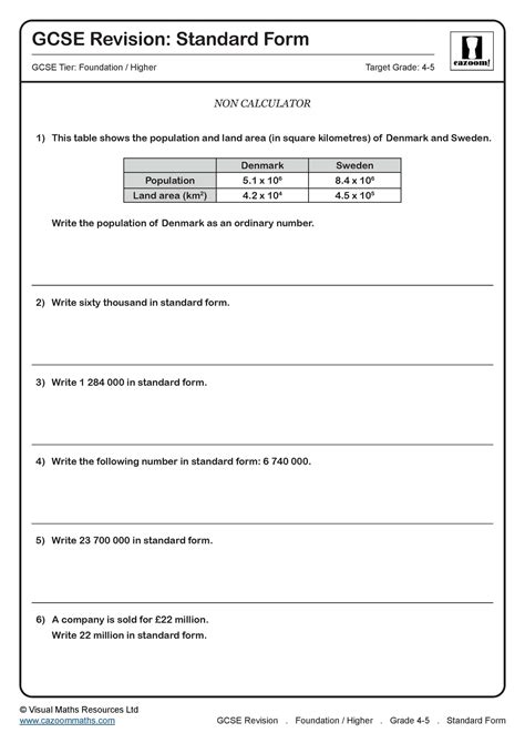 Standard Form GCSE Questions | GCSE Revision Questions