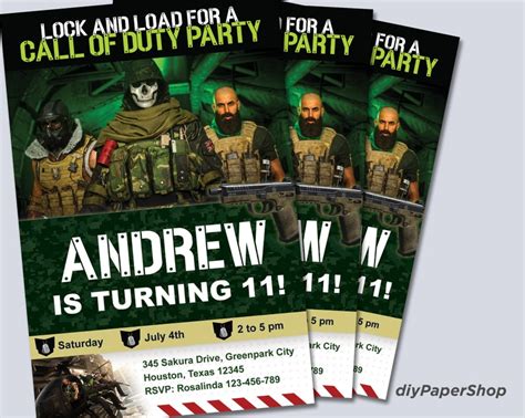 Call of Duty Birthday Invitation DIY Printable Invite COD | Etsy