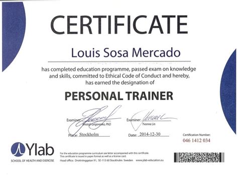 Personal Trainer Certificate