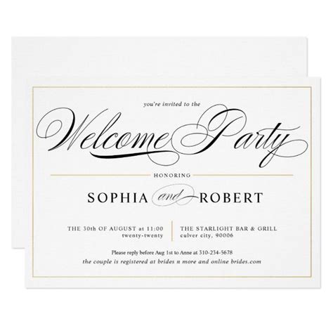 Simple Lines Calligraphy Elegant Welcome Party Invitation | Zazzle ...