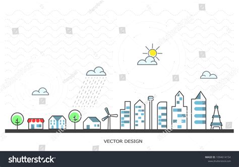 City Landscape Vector Design Outline Illustration Stock Vector (Royalty ...