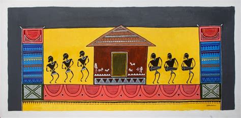 Ghotul - Bastar Folk Art (5ft x 3ft) - International Indian Folk Art ...