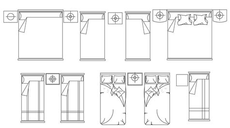 Various types of superb 2d Bed design Autocad furniture drawing ...