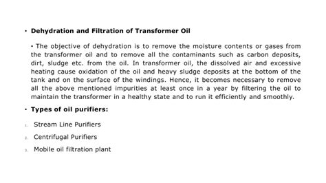 tran oil filtering process