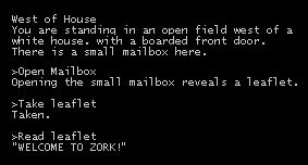 Sample text from the adventure game Zork. Player responses follow a... | Download Scientific Diagram